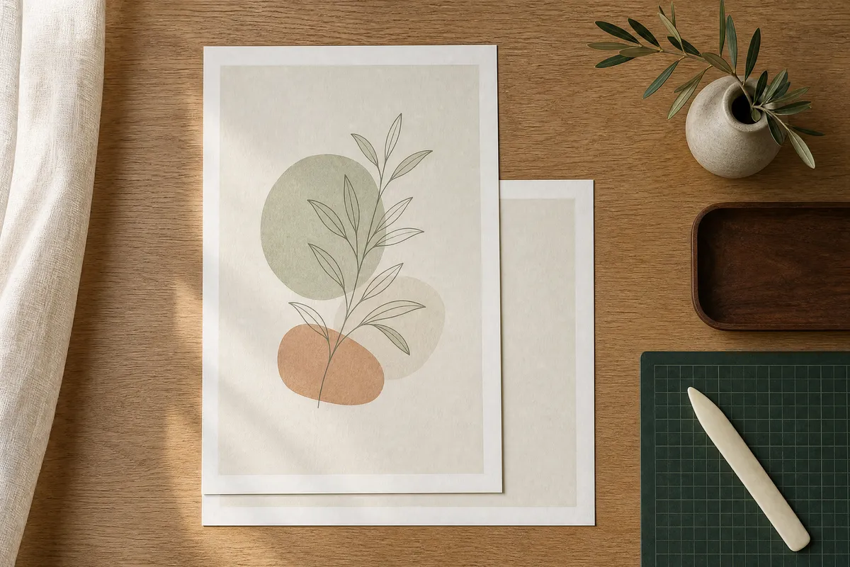 AI-generated interior vignette illustrating the guide "A4 vs Letter: Why Your Printable Doesn't Fit, in Centimetres"