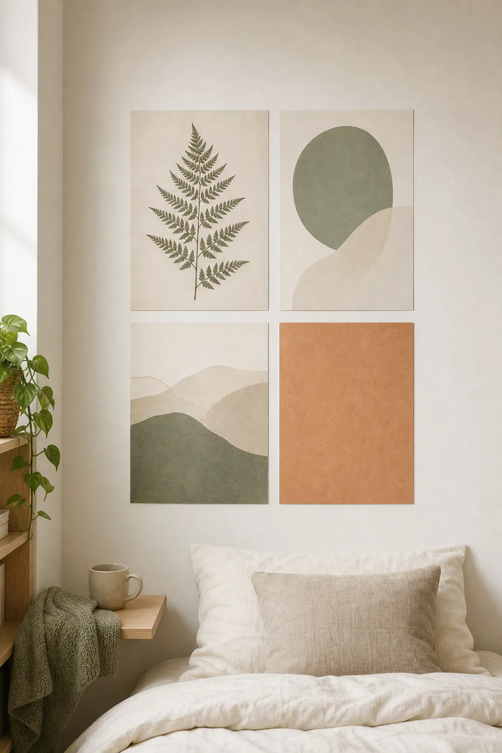 Pinterest pin 1 for this guide: AI-generated styled interior photo with the title text overlaid and the printablewalls.com wordmark