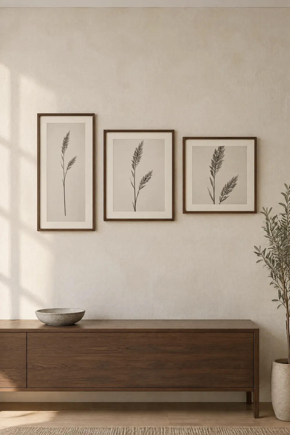 Pinterest pin 1 for this guide: AI-generated styled interior photo with the title text overlaid and the printablewalls.com wordmark