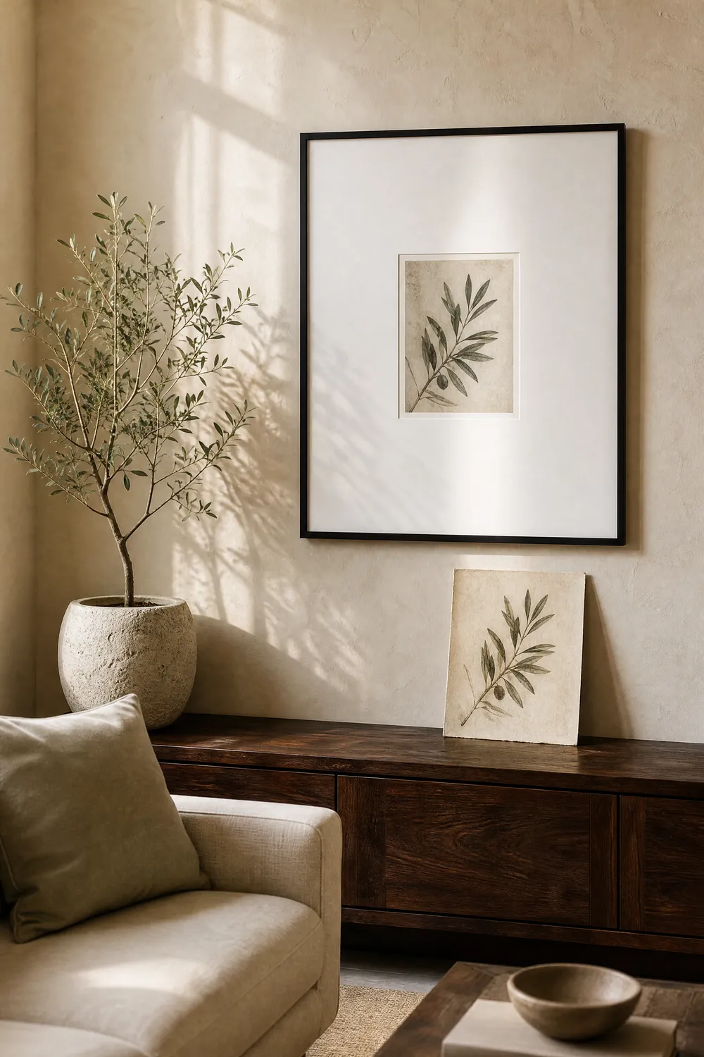 Pinterest pin 2 for this guide: AI-generated styled interior photo with the title text overlaid and the printablewalls.com wordmark