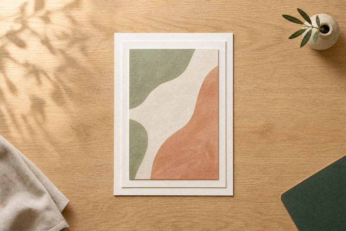 AI-generated interior vignette illustrating the guide "Gelato Wants 4 mm of Bleed. Printful Wants 3.175. One File Cannot Be Both."