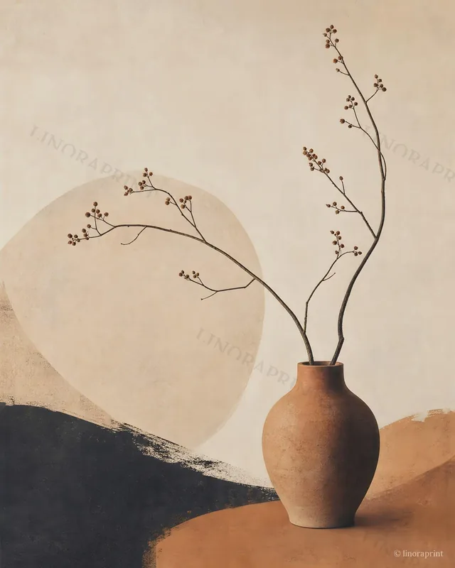 Ikebana Vase, a print from our Linoraprint Etsy shop