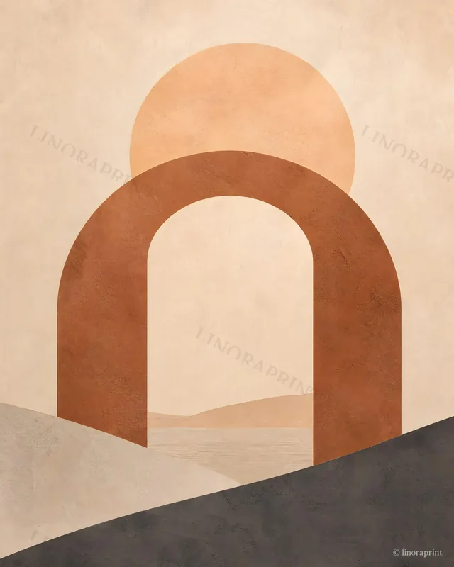 Sun & Arch, a print from our Linoraprint Etsy shop